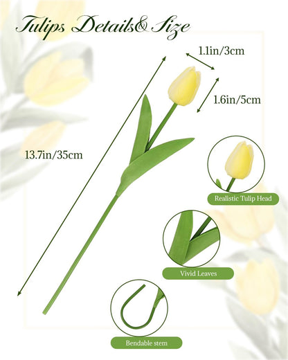 30PCS Artificial Tulip Flowers, Real Touch Soft Tulips for Home Decorations