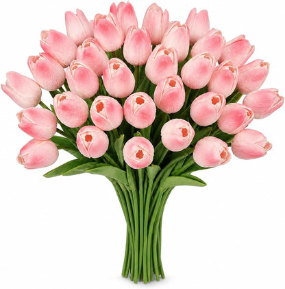 30PCS Artificial Tulip Flowers, Real Touch Soft Tulips for Home Decorations