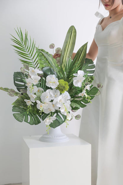 Artificial Greenery Spray Box Set(Pack of 30pcs) with 9 Kinds of Filler for Safari Jungle Hawaiian Luau Party Table Decoration Wedding Birthday Theme Party Decorations (Palm Leaves)
