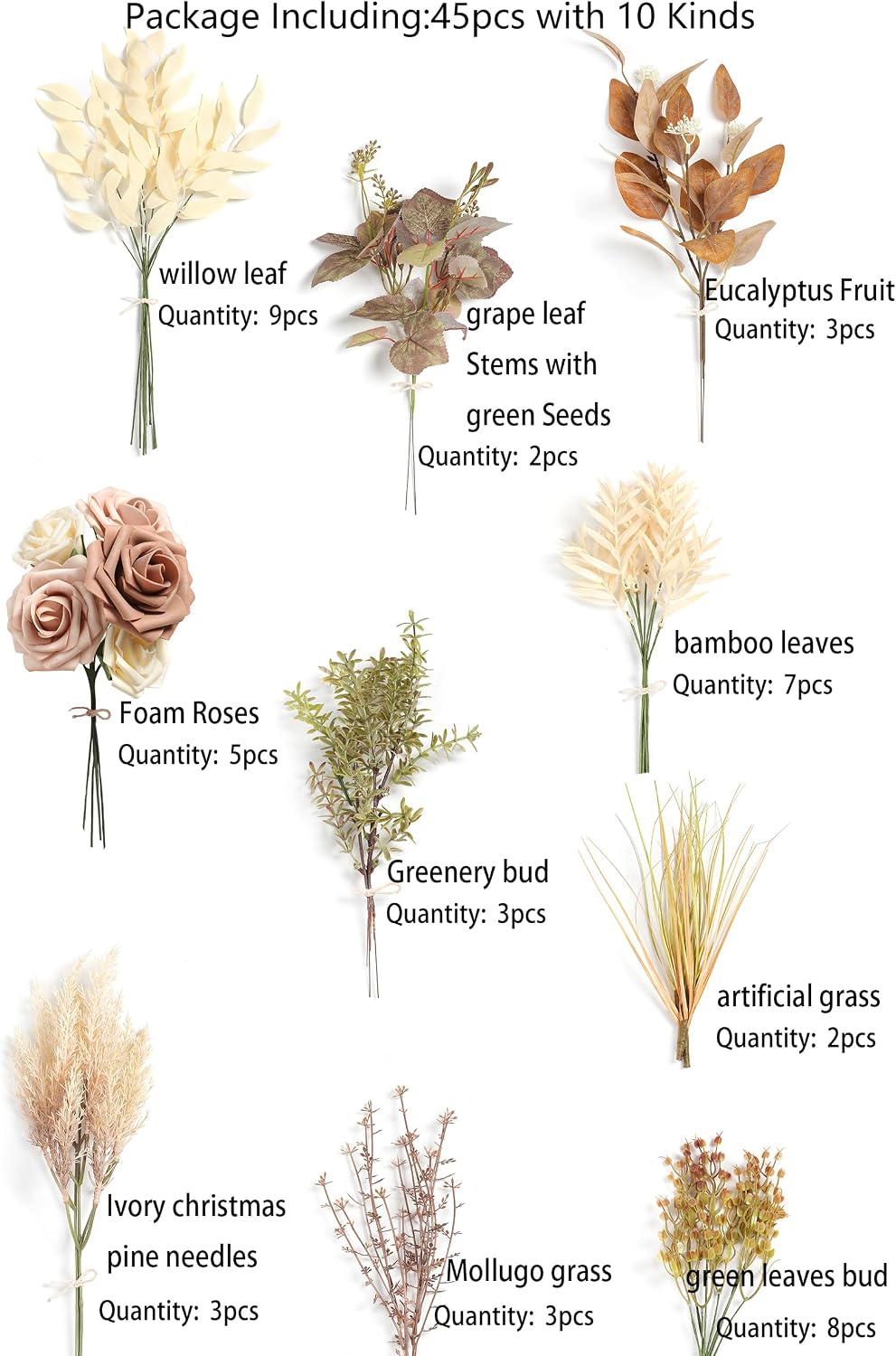 Artificial Greenery Spray Box Set(Pack of 30pcs) with 9 Kinds of Filler for Safari Jungle Hawaiian Luau Party Table Decoration Wedding Birthday Theme Party Decorations (Palm Leaves)
