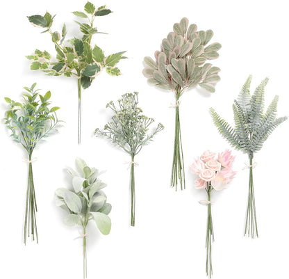 Artificial Greenery Spray Box Set(Pack of 30pcs) with 9 Kinds of Filler for Safari Jungle Hawaiian Luau Party Table Decoration Wedding Birthday Theme Party Decorations (Palm Leaves)