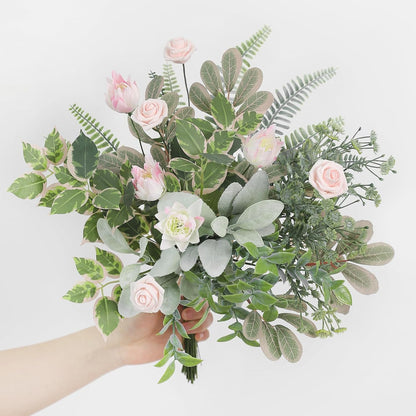Artificial Greenery Spray Box Set(Pack of 30pcs) with 9 Kinds of Filler for Safari Jungle Hawaiian Luau Party Table Decoration Wedding Birthday Theme Party Decorations (Palm Leaves)