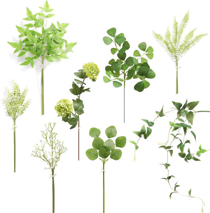 Artificial Greenery Spray Box Set(Pack of 30pcs) with 9 Kinds of Filler for Safari Jungle Hawaiian Luau Party Table Decoration Wedding Birthday Theme Party Decorations (Palm Leaves)