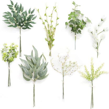 Artificial Greenery Spray Box Set(Pack of 30pcs) with 9 Kinds of Filler for Safari Jungle Hawaiian Luau Party Table Decoration Wedding Birthday Theme Party Decorations (Palm Leaves)