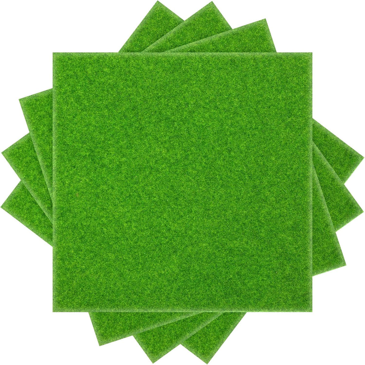 4 Pieces Fake Grass for Crafts 8 × 8 Inches Artificial Grass Green Fairy Garden Grasses Faux Turf Squares Mats for Miniature Ornament Dollhouse DIY Crafts Decor (20 X 20cm)