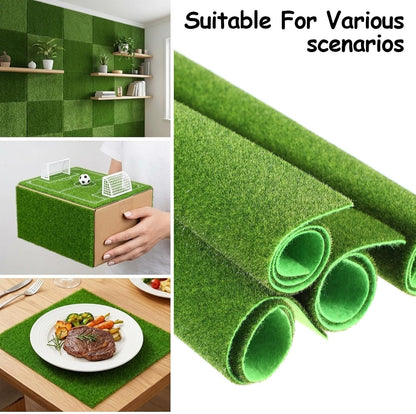 4 Pieces Fake Grass for Crafts 8 × 8 Inches Artificial Grass Green Fairy Garden Grasses Faux Turf Squares Mats for Miniature Ornament Dollhouse DIY Crafts Decor (20 X 20cm)