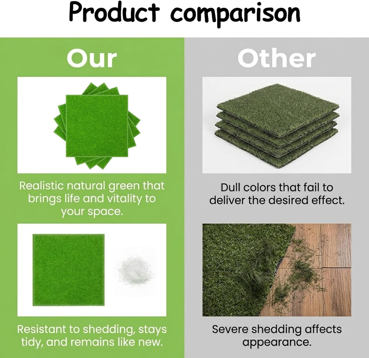 4 Pieces Fake Grass for Crafts 8 × 8 Inches Artificial Grass Green Fairy Garden Grasses Faux Turf Squares Mats for Miniature Ornament Dollhouse DIY Crafts Decor (20 X 20cm)