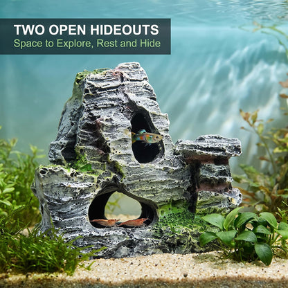 Artificial Moss Rock Cave Aquarium Decor, Fish Tank Hideout, Mountain Terrain Ornament