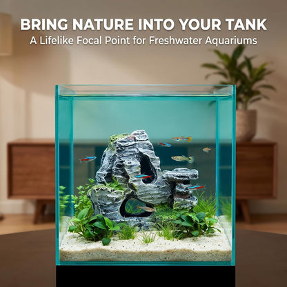 Artificial Moss Rock Cave Aquarium Decor, Fish Tank Hideout, Mountain Terrain Ornament
