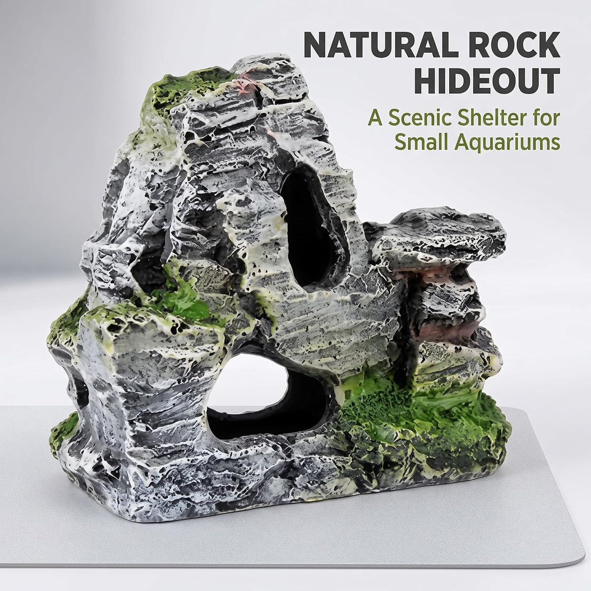 Artificial Moss Rock Cave Aquarium Decor, Fish Tank Hideout, Mountain Terrain Ornament