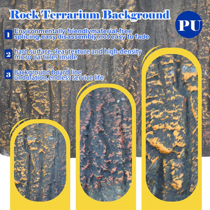 Rock Terrarium Background, 3D Reptile Tank Background Board Amphibian Stereo Backdrop Wall Reptile Stereo Decoration Aquarium Decoration Reptile Gecko Frog Lizard