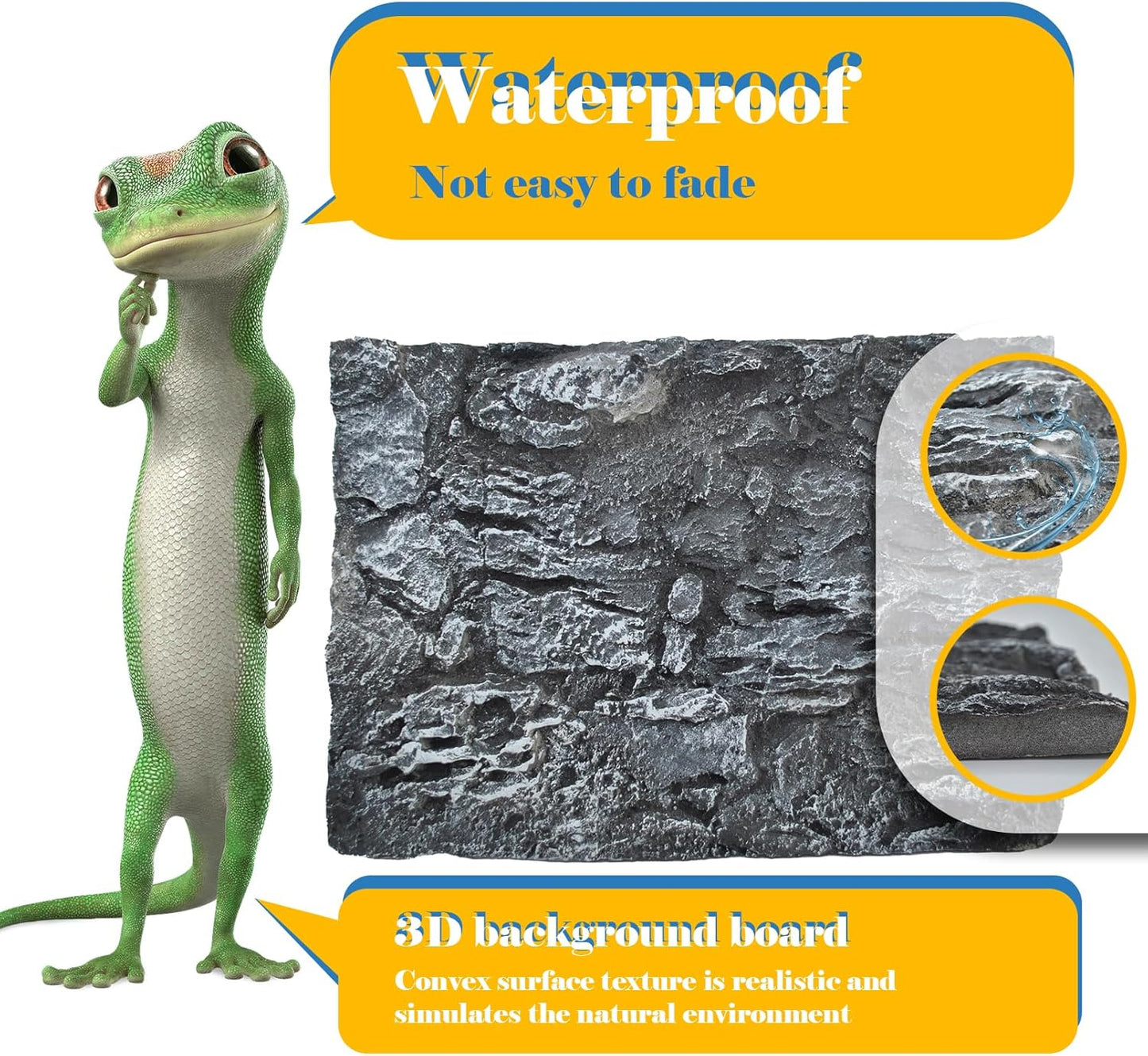 Rock Terrarium Background, 3D Reptile Tank Background Board Amphibian Stereo Backdrop Wall Reptile Stereo Decoration Aquarium Decoration Reptile Gecko Frog Lizard