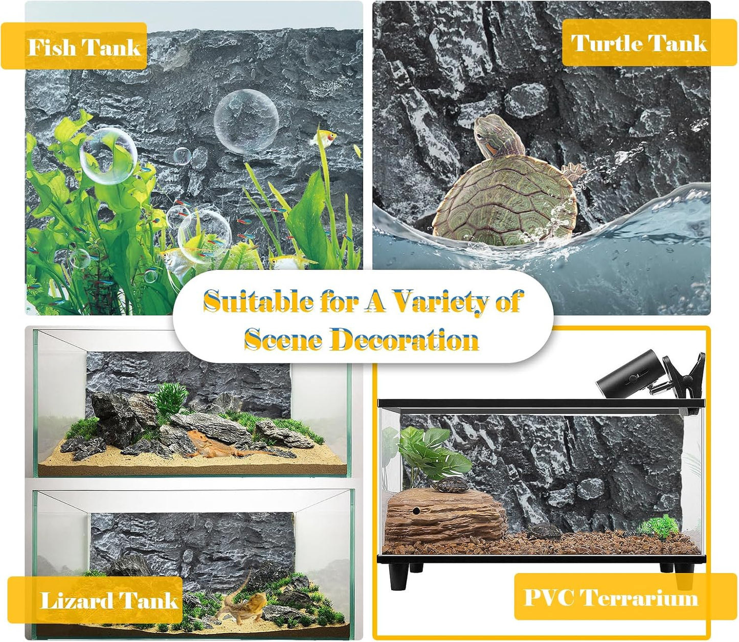 Rock Terrarium Background, 3D Reptile Tank Background Board Amphibian Stereo Backdrop Wall Reptile Stereo Decoration Aquarium Decoration Reptile Gecko Frog Lizard