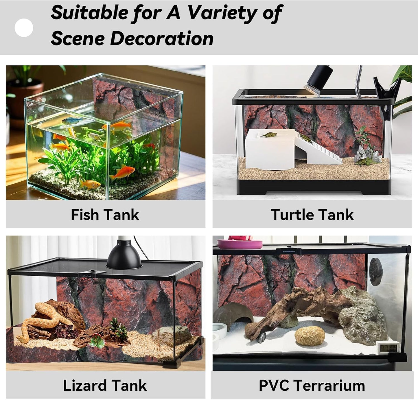 Rock Terrarium Background, 3D Reptile Tank Background Board Amphibian Stereo Backdrop Wall Reptile Stereo Decoration Aquarium Decoration Reptile Gecko Frog Lizard