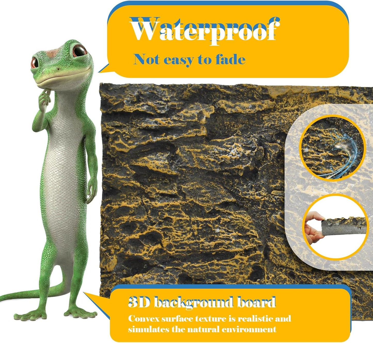 Rock Terrarium Background, 3D Reptile Tank Background Board Amphibian Stereo Backdrop Wall Reptile Stereo Decoration Aquarium Decoration Reptile Gecko Frog Lizard