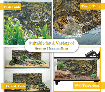 Rock Terrarium Background, 3D Reptile Tank Background Board Amphibian Stereo Backdrop Wall Reptile Stereo Decoration Aquarium Decoration Reptile Gecko Frog Lizard
