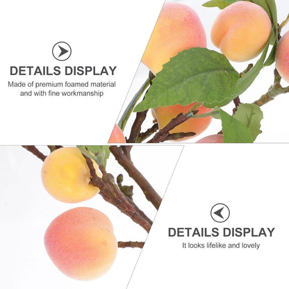 2 Pcs Simulation Peach Tree Branches Artificial Fruit Branches Faux Peach Stems for Vase Flower Arrangement Home Office Restaurant Tea Shop Decor 18.89 in