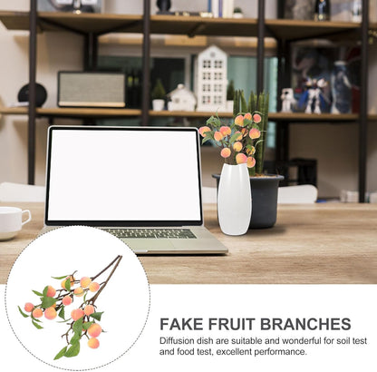 2 Pcs Simulation Peach Tree Branches Artificial Fruit Branches Faux Peach Stems for Vase Flower Arrangement Home Office Restaurant Tea Shop Decor 18.89 in