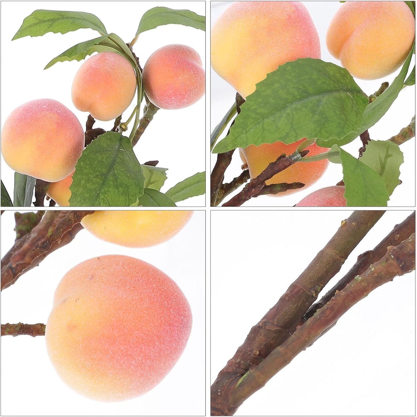 2 Pcs Simulation Peach Tree Branches Artificial Fruit Branches Faux Peach Stems for Vase Flower Arrangement Home Office Restaurant Tea Shop Decor 18.89 in