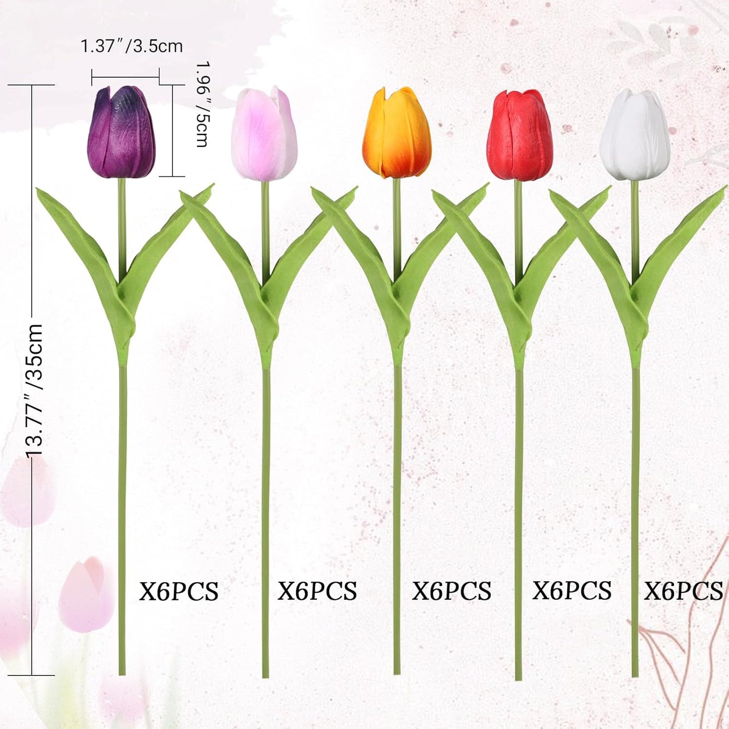 White Tulips Artificial Flowers 18Pcs Faux Silk Tulip Real Touch Tulip Fake Flowers Bouquets Arrangements for Mother's Day Easter Spring Flowers Gifts Home Table Decor