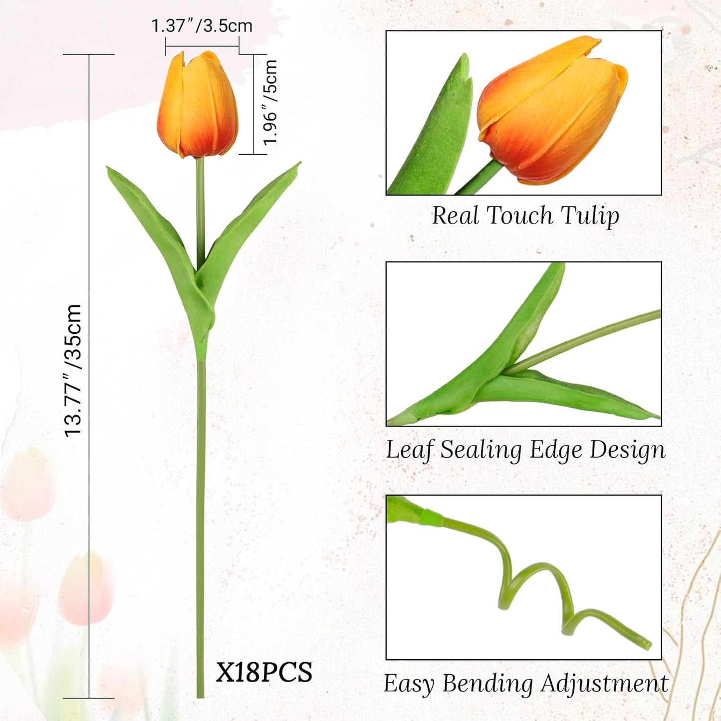 White Tulips Artificial Flowers 18Pcs Faux Silk Tulip Real Touch Tulip Fake Flowers Bouquets Arrangements for Mother's Day Easter Spring Flowers Gifts Home Table Decor