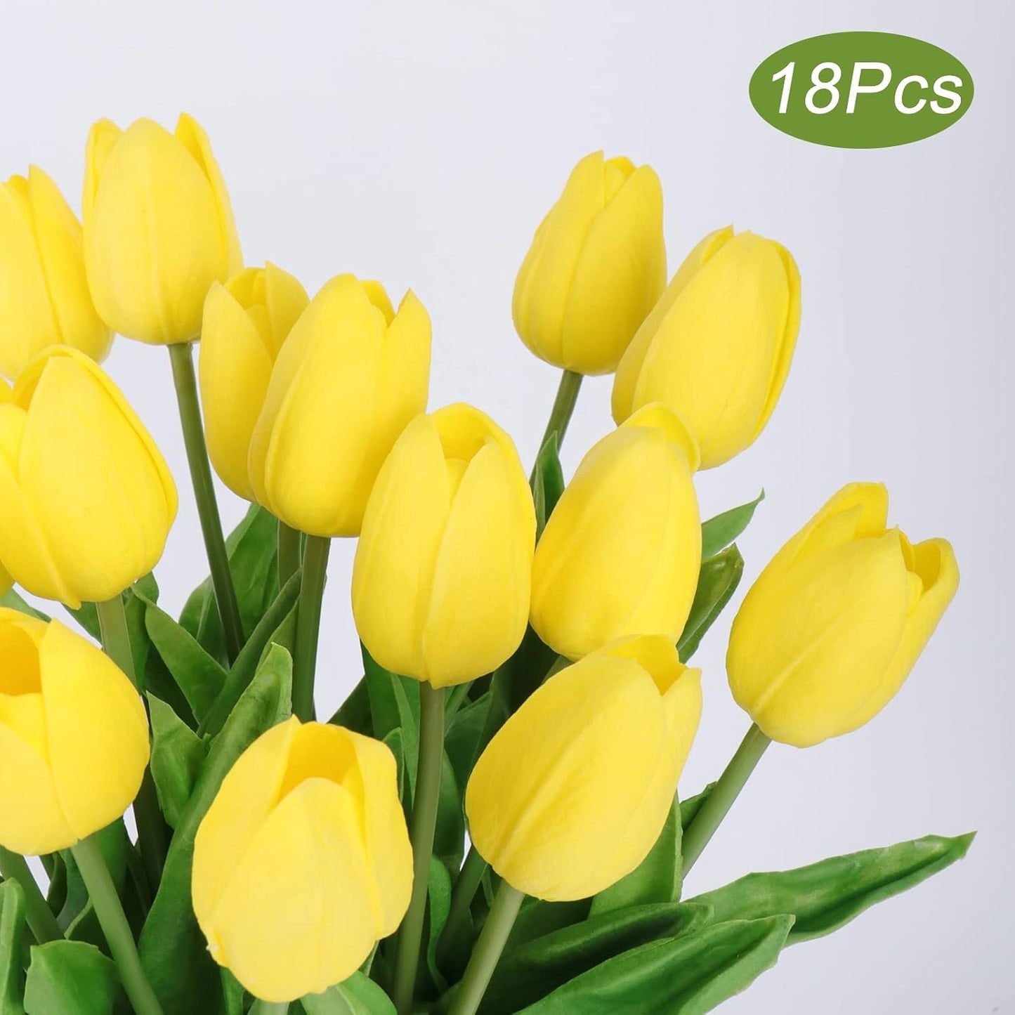 White Tulips Artificial Flowers 18Pcs Faux Silk Tulip Real Touch Tulip Fake Flowers Bouquets Arrangements for Mother's Day Easter Spring Flowers Gifts Home Table Decor
