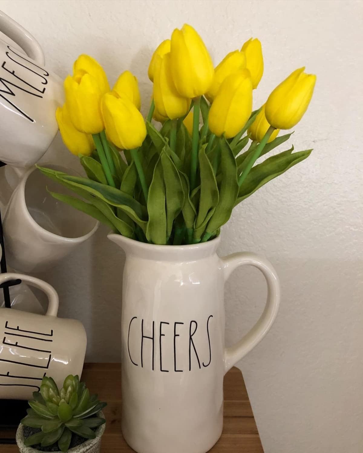 White Tulips Artificial Flowers 18Pcs Faux Silk Tulip Real Touch Tulip Fake Flowers Bouquets Arrangements for Mother's Day Easter Spring Flowers Gifts Home Table Decor