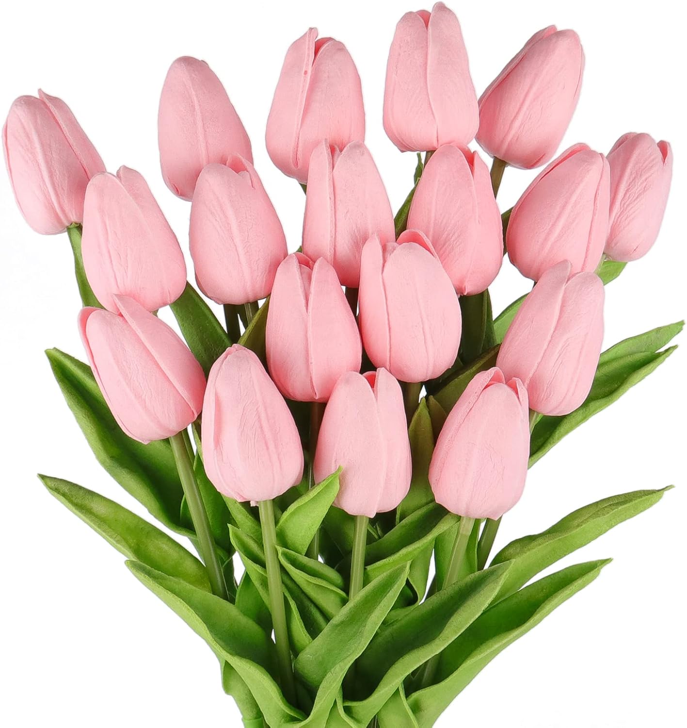 White Tulips Artificial Flowers 18Pcs Faux Silk Tulip Real Touch Tulip Fake Flowers Bouquets Arrangements for Mother's Day Easter Spring Flowers Gifts Home Table Decor