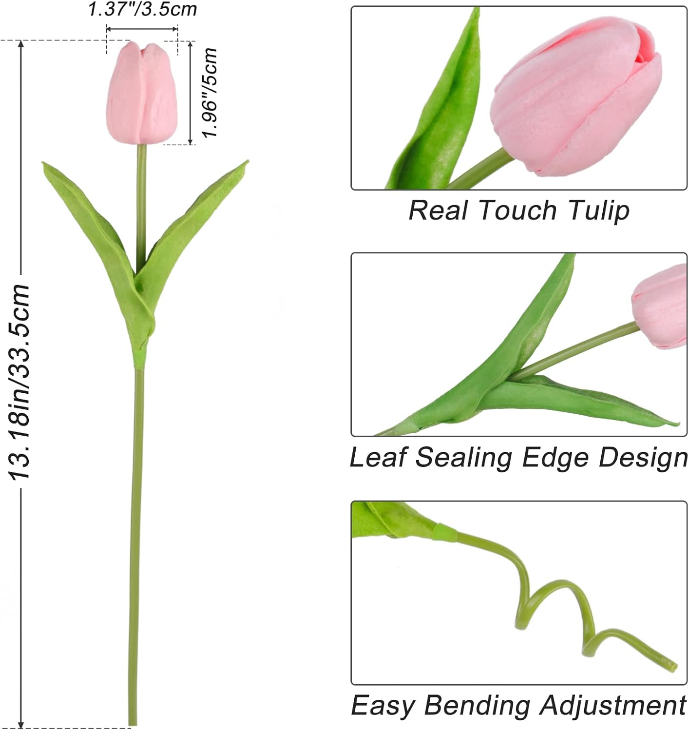 White Tulips Artificial Flowers 18Pcs Faux Silk Tulip Real Touch Tulip Fake Flowers Bouquets Arrangements for Mother's Day Easter Spring Flowers Gifts Home Table Decor