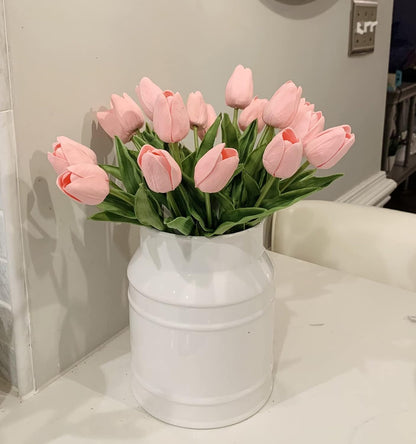 White Tulips Artificial Flowers 18Pcs Faux Silk Tulip Real Touch Tulip Fake Flowers Bouquets Arrangements for Mother's Day Easter Spring Flowers Gifts Home Table Decor