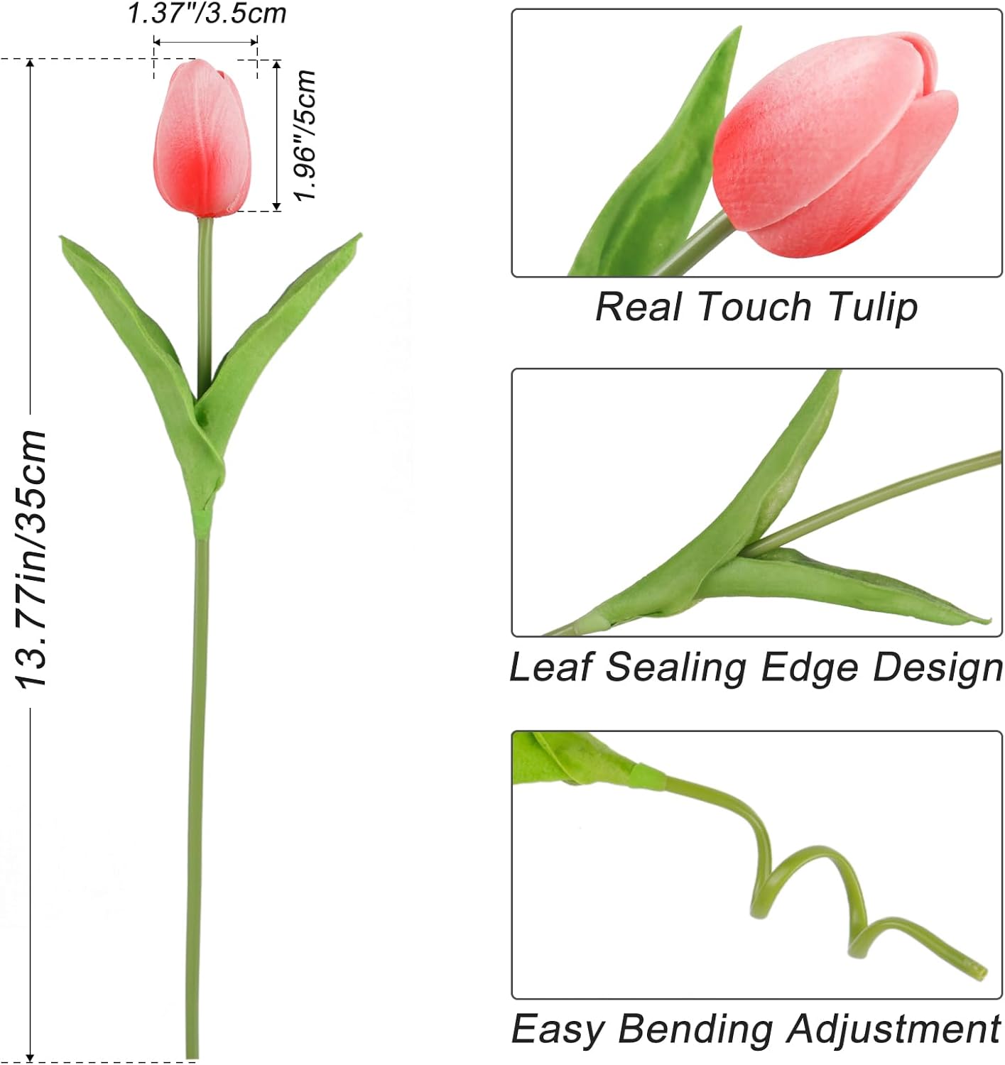 White Tulips Artificial Flowers 18Pcs Faux Silk Tulip Real Touch Tulip Fake Flowers Bouquets Arrangements for Mother's Day Easter Spring Flowers Gifts Home Table Decor