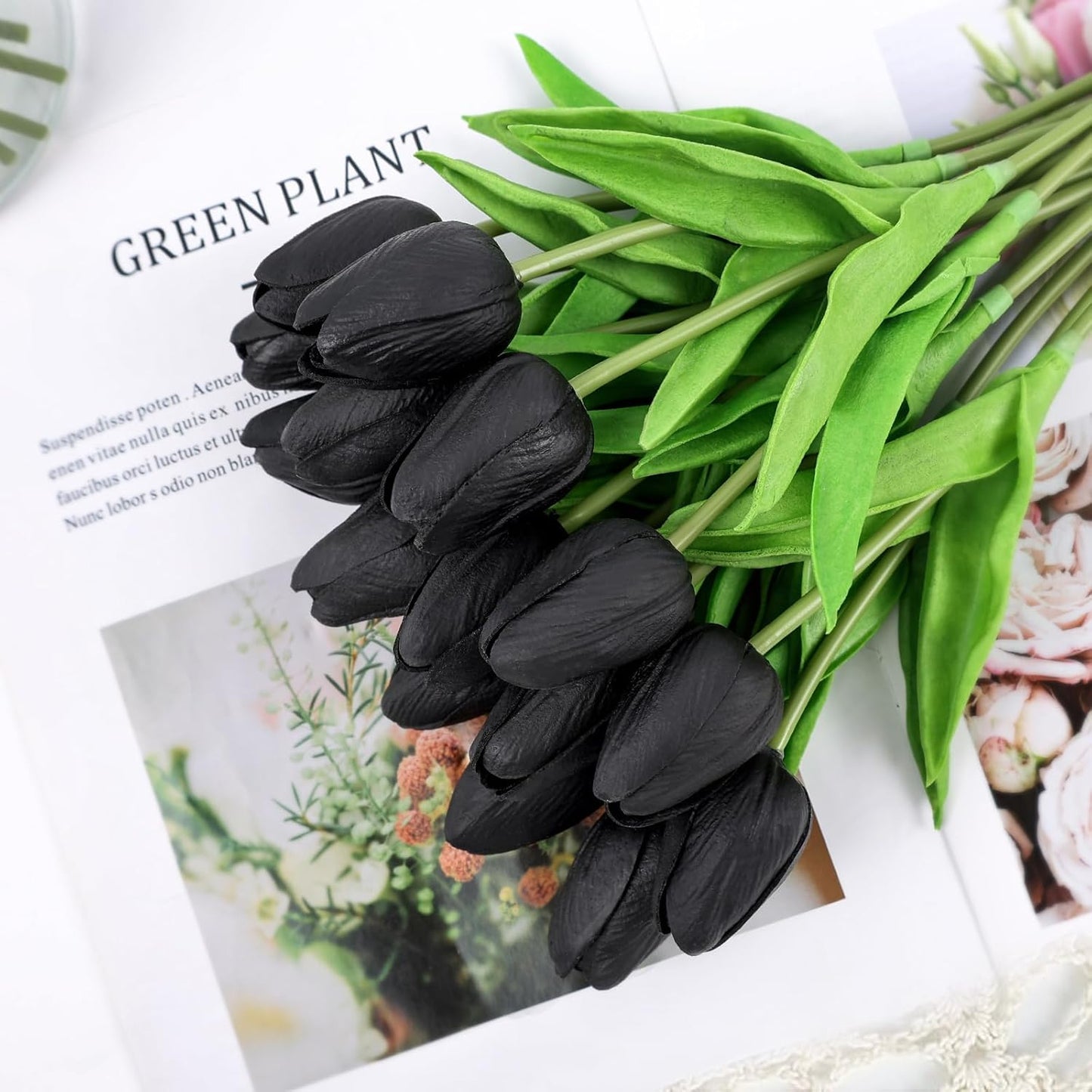 White Tulips Artificial Flowers 18Pcs Faux Silk Tulip Real Touch Tulip Fake Flowers Bouquets Arrangements for Mother's Day Easter Spring Flowers Gifts Home Table Decor