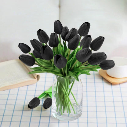 White Tulips Artificial Flowers 18Pcs Faux Silk Tulip Real Touch Tulip Fake Flowers Bouquets Arrangements for Mother's Day Easter Spring Flowers Gifts Home Table Decor
