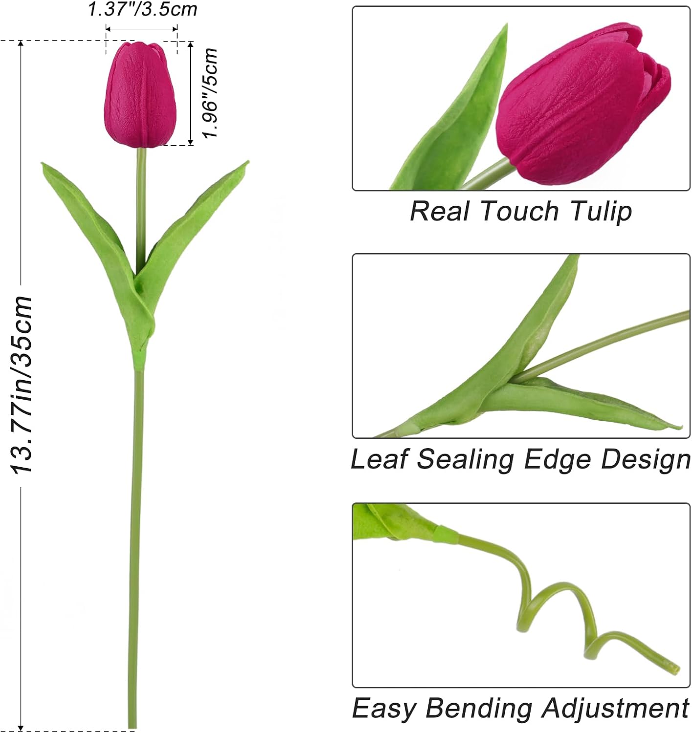 White Tulips Artificial Flowers 18Pcs Faux Silk Tulip Real Touch Tulip Fake Flowers Bouquets Arrangements for Mother's Day Easter Spring Flowers Gifts Home Table Decor