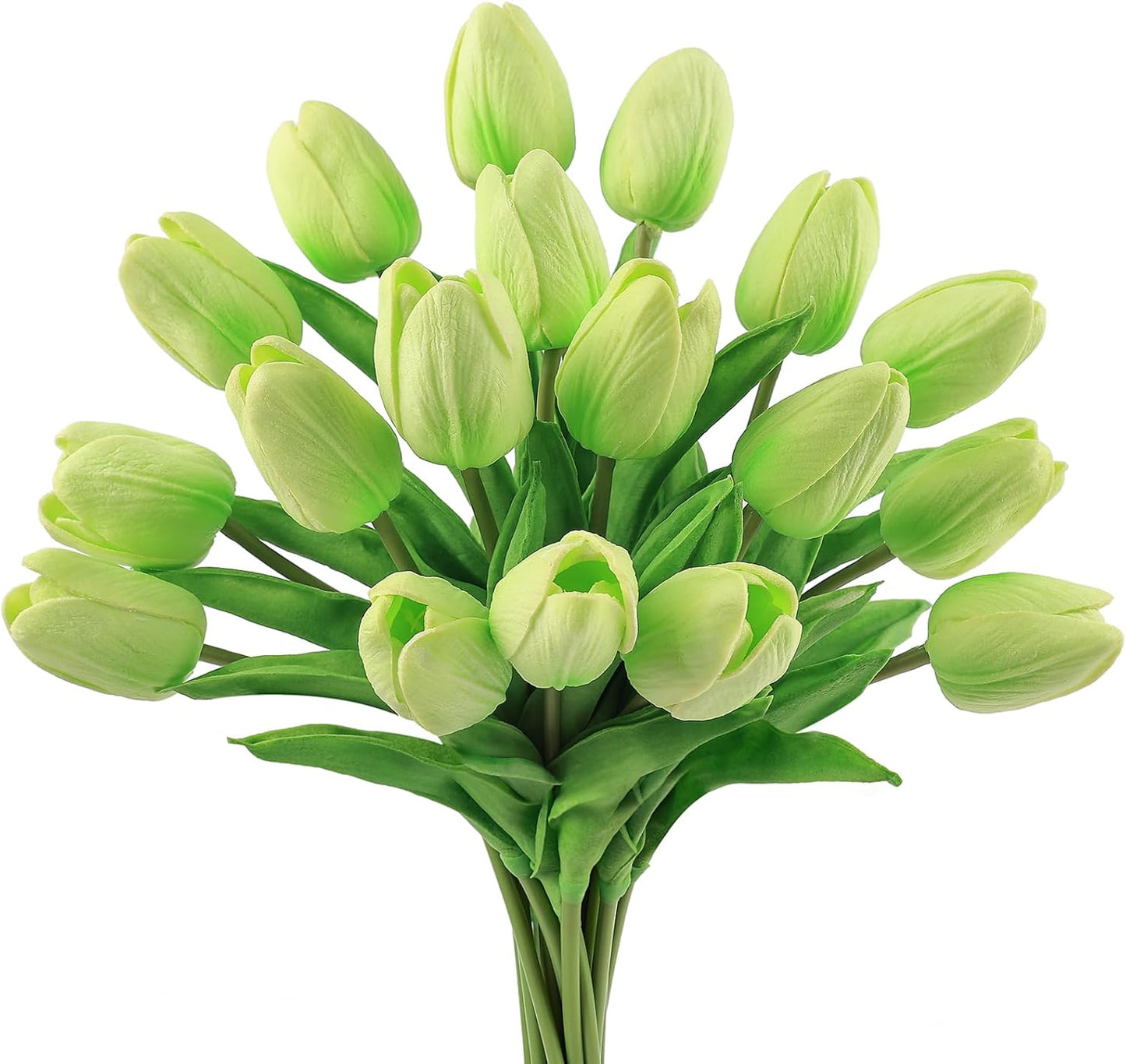 White Tulips Artificial Flowers 18Pcs Faux Silk Tulip Real Touch Tulip Fake Flowers Bouquets Arrangements for Mother's Day Easter Spring Flowers Gifts Home Table Decor