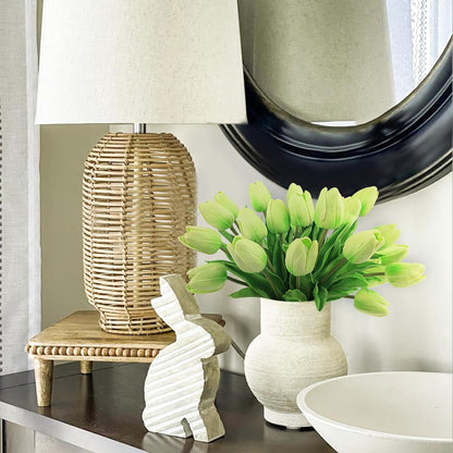 White Tulips Artificial Flowers 18Pcs Faux Silk Tulip Real Touch Tulip Fake Flowers Bouquets Arrangements for Mother's Day Easter Spring Flowers Gifts Home Table Decor
