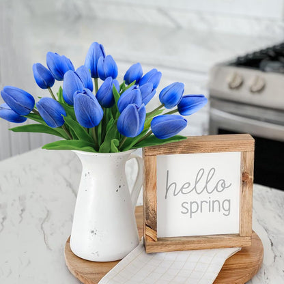 White Tulips Artificial Flowers 18Pcs Faux Silk Tulip Real Touch Tulip Fake Flowers Bouquets Arrangements for Mother's Day Easter Spring Flowers Gifts Home Table Decor