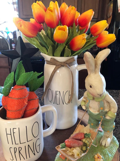 White Tulips Artificial Flowers 18Pcs Faux Silk Tulip Real Touch Tulip Fake Flowers Bouquets Arrangements for Mother's Day Easter Spring Flowers Gifts Home Table Decor