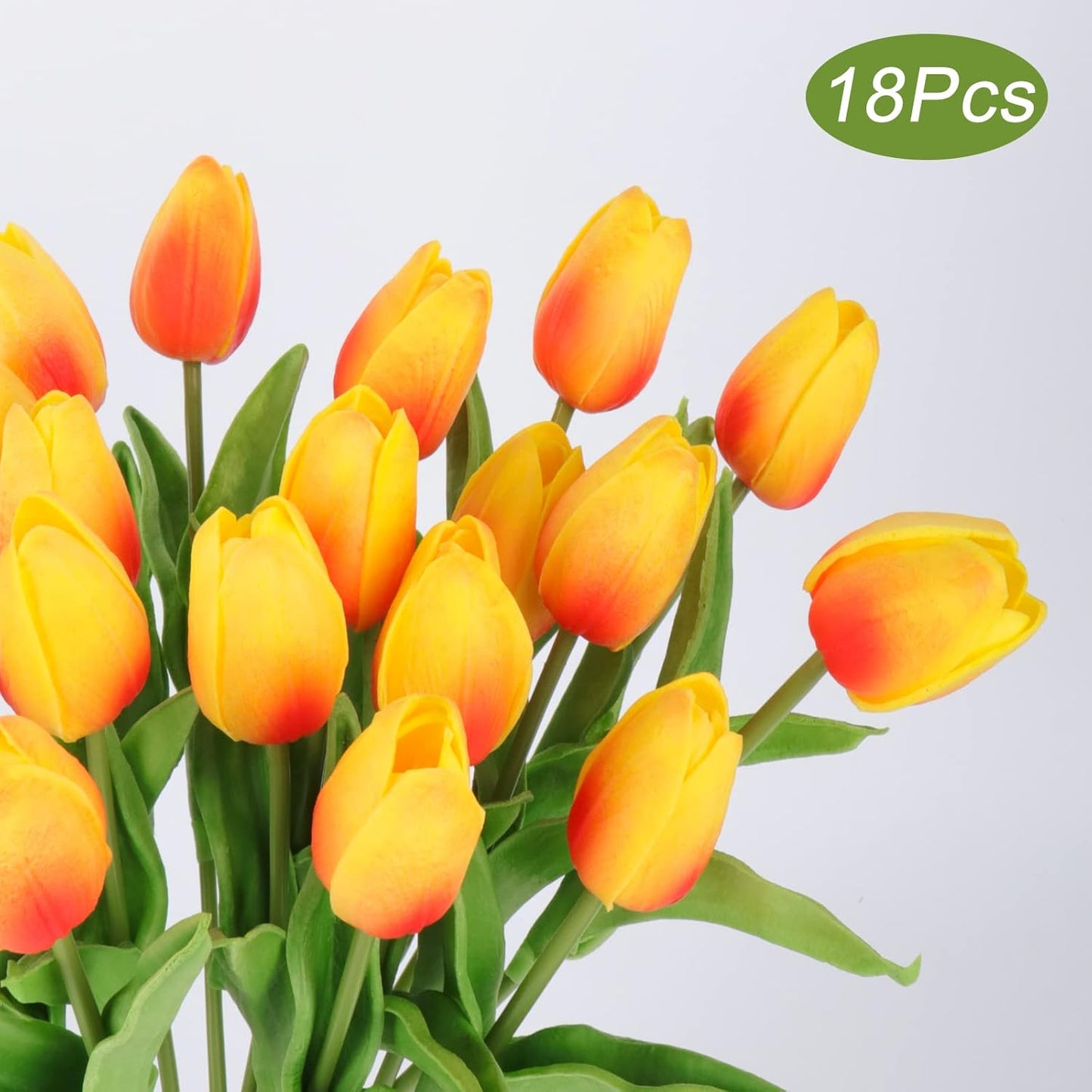 White Tulips Artificial Flowers 18Pcs Faux Silk Tulip Real Touch Tulip Fake Flowers Bouquets Arrangements for Mother's Day Easter Spring Flowers Gifts Home Table Decor