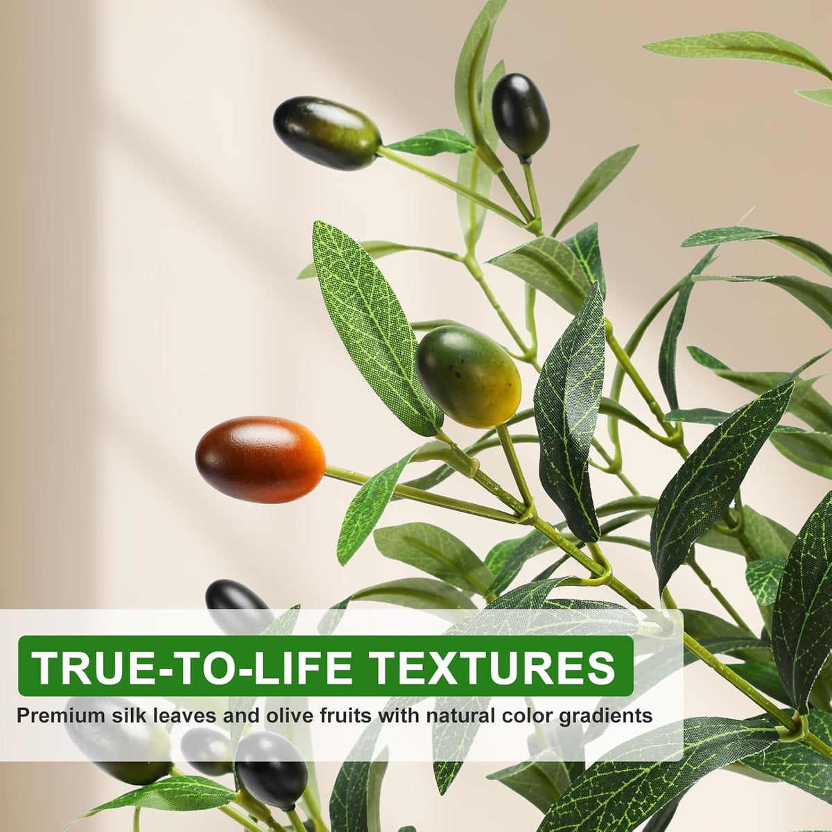 6FT Artificial Olive Tree with Lights & Planter, Realistic Faux Olive Plant