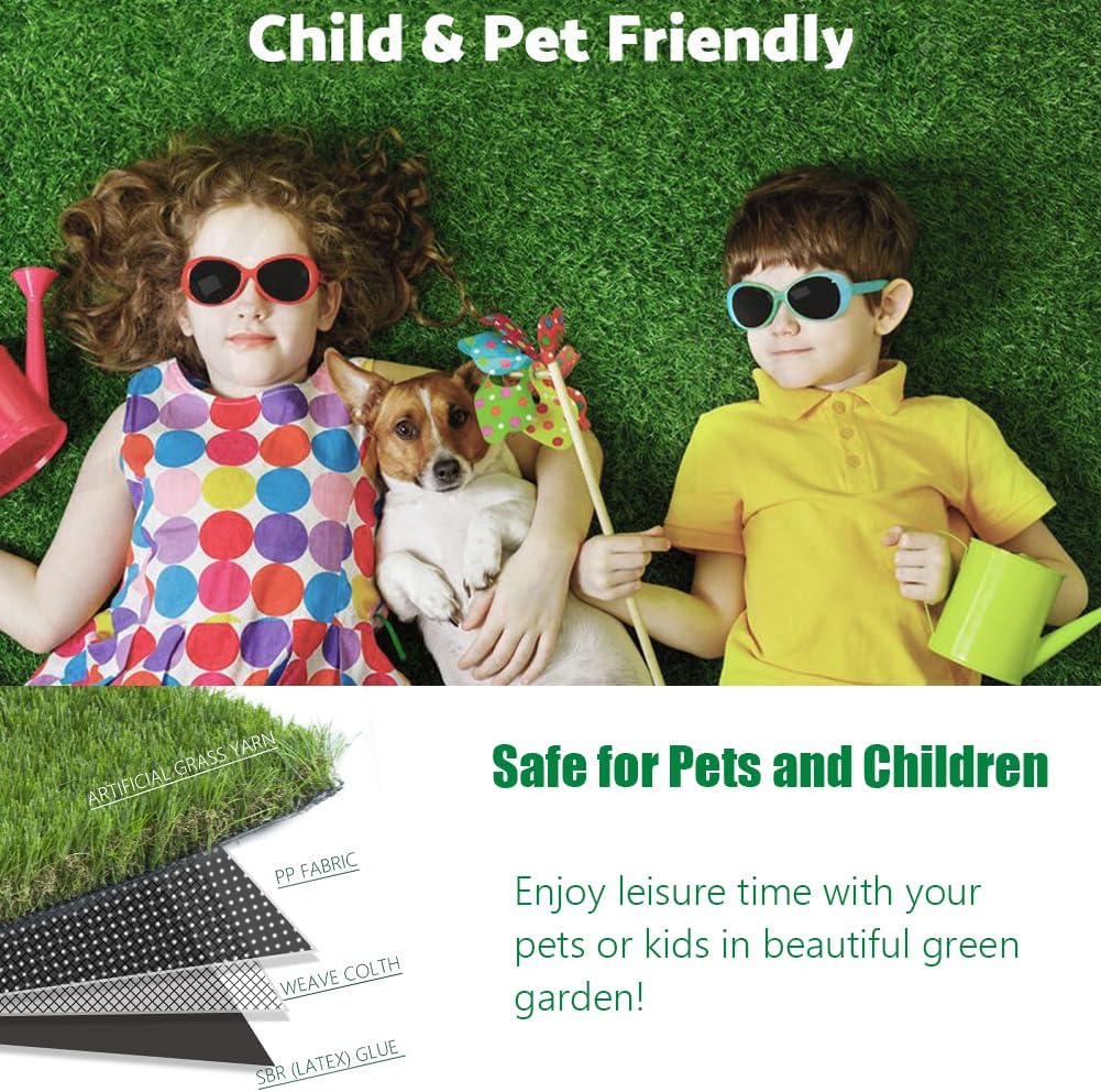 Thick Artificial Grass Turf 7x15FT, 1.77 Inch Realistic Fake Grass Rug with Drainage, Customizable with Extra Large Size, Perfect for Indoor and Outdoor Use, Synthetic Grass Mat for Dogs