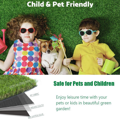 Thick Artificial Grass Turf 7x15FT, 1.77 Inch Realistic Fake Grass Rug with Drainage, Customizable with Extra Large Size, Perfect for Indoor and Outdoor Use, Synthetic Grass Mat for Dogs