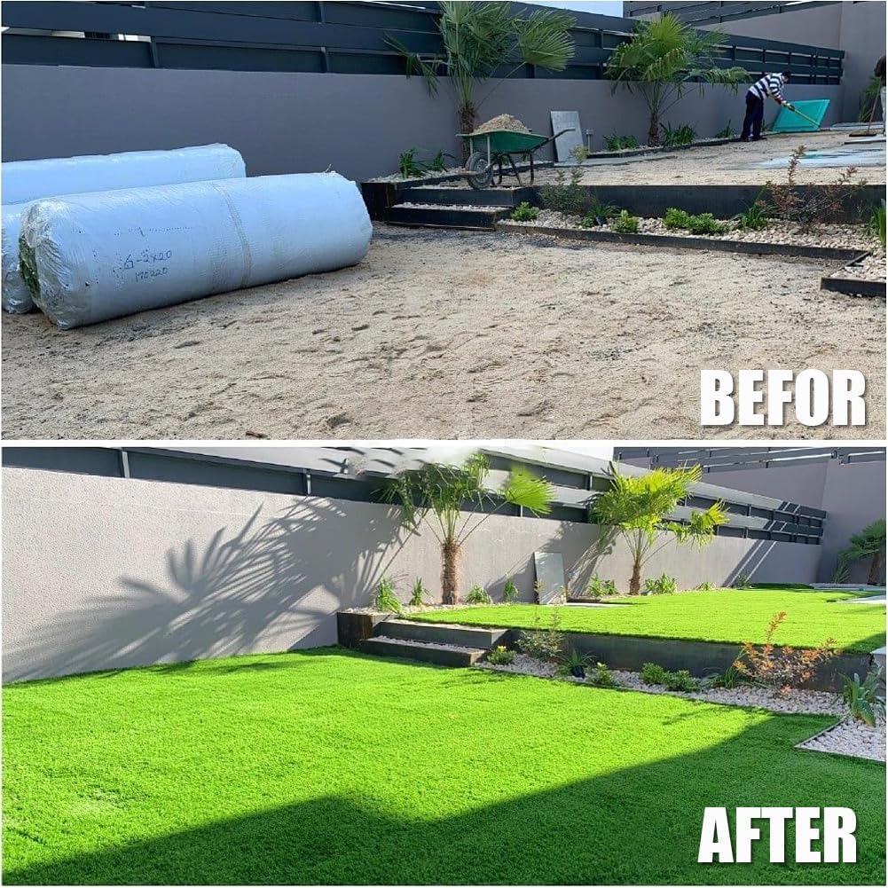 Thick Artificial Grass Turf 7x15FT, 1.77 Inch Realistic Fake Grass Rug with Drainage, Customizable with Extra Large Size, Perfect for Indoor and Outdoor Use, Synthetic Grass Mat for Dogs