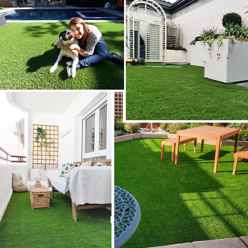 Thick Artificial Grass Turf 7x15FT, 1.77 Inch Realistic Fake Grass Rug with Drainage, Customizable with Extra Large Size, Perfect for Indoor and Outdoor Use, Synthetic Grass Mat for Dogs