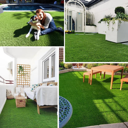 Thick Artificial Grass Turf 7x15FT, 1.77 Inch Realistic Fake Grass Rug with Drainage, Customizable with Extra Large Size, Perfect for Indoor and Outdoor Use, Synthetic Grass Mat for Dogs