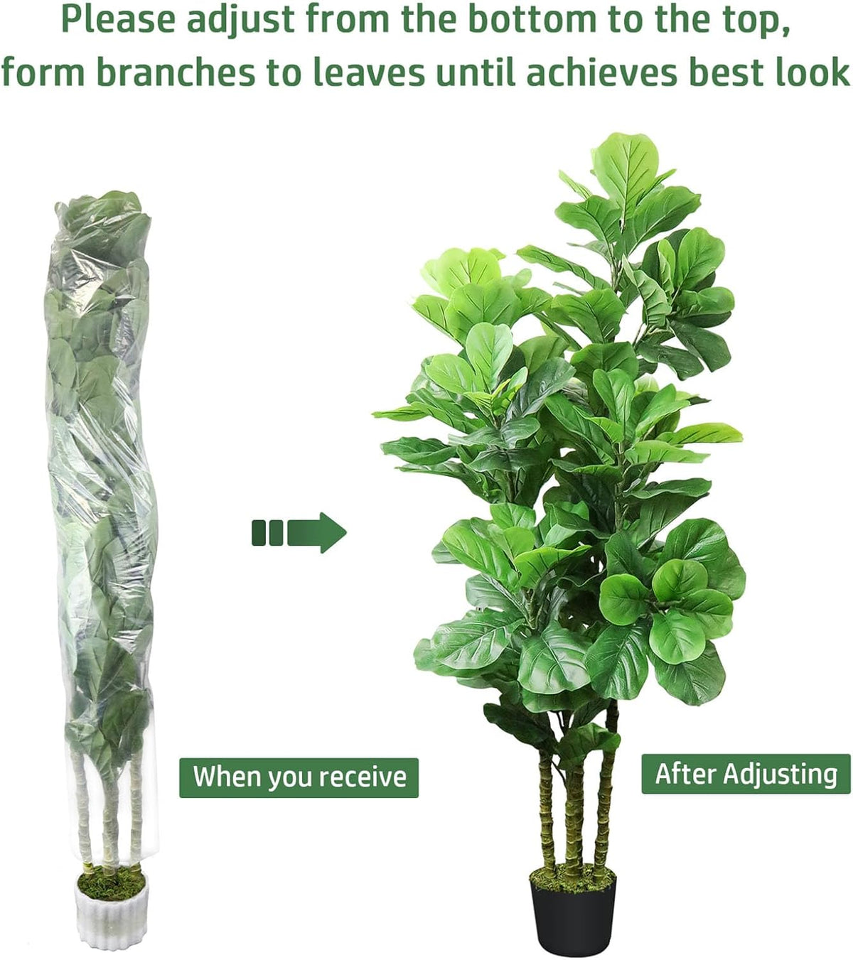 Artificial Fiddle Leaf Fig Tree,6 FT Tall Artificial Tree with Woven Seagrass Plant Basket Fake Floor Plant in Pot for Home Decor Living Room Indoor Outdoor Office Bedroom Decor