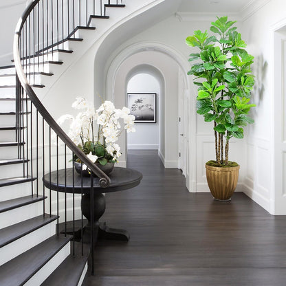 Artificial Fiddle Leaf Fig Tree,6 FT Tall Artificial Tree with Woven Seagrass Plant Basket Fake Floor Plant in Pot for Home Decor Living Room Indoor Outdoor Office Bedroom Decor