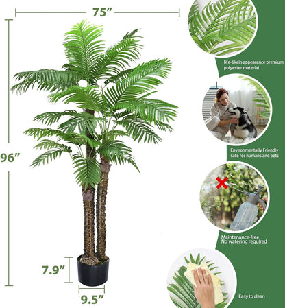 Artificial Fiddle Leaf Fig Tree,6 FT Tall Artificial Tree with Woven Seagrass Plant Basket Fake Floor Plant in Pot for Home Decor Living Room Indoor Outdoor Office Bedroom Decor