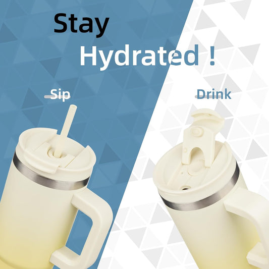 30 oz Insulated Tumbler Water Bottle with Handle, Straw Lid