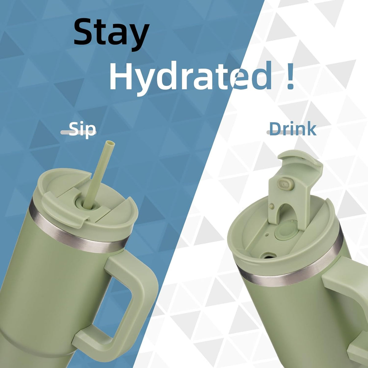 30 oz Insulated Tumbler Water Bottle with Handle, Straw Lid
